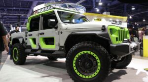 custom gray and green truck